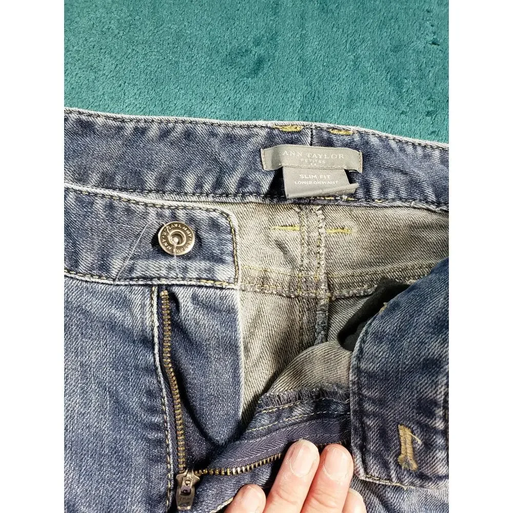 Ann Taylor Jeans Size 8 Petite Women Blue Pants Denim Stretch Mid Rise Wide Leg